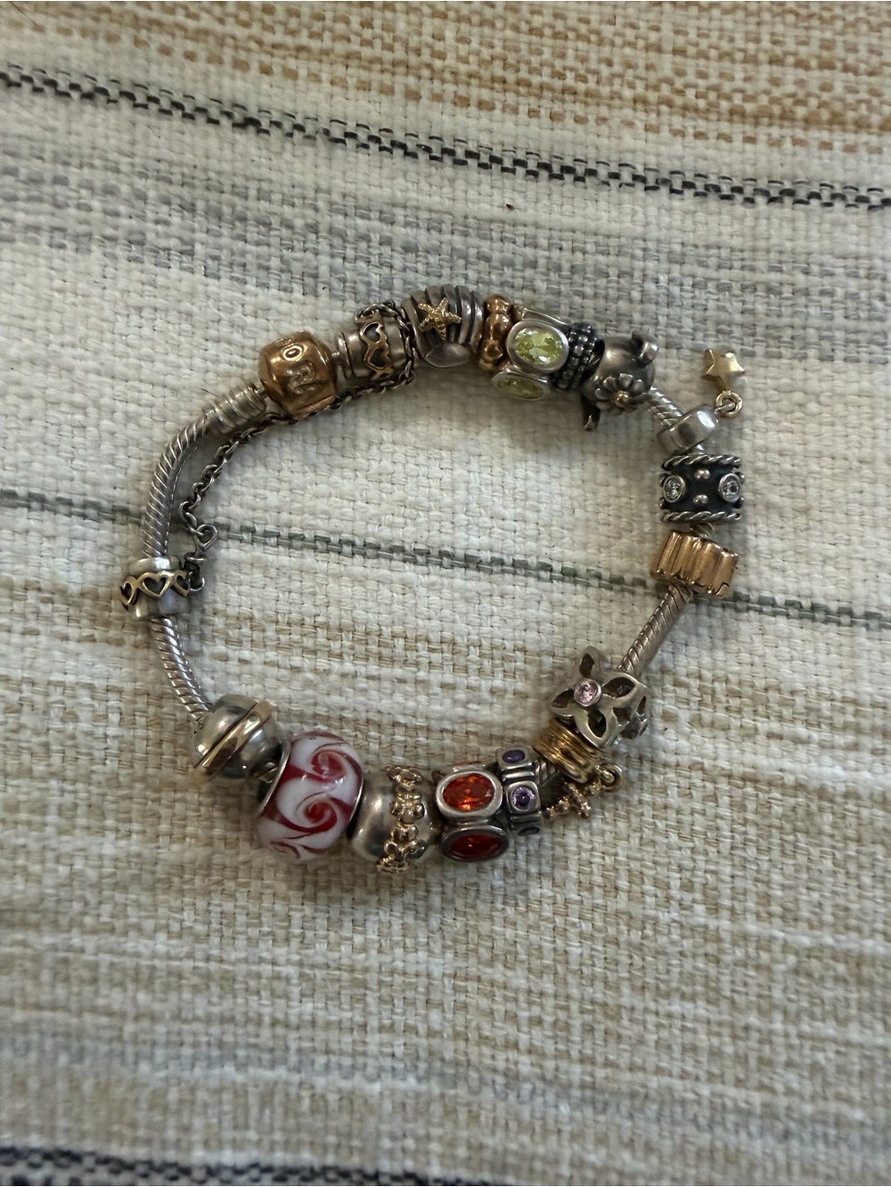 Pandora Silver/ Gold Charm Bracelet